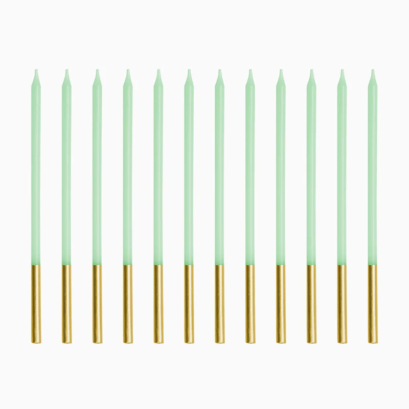 Velas Cumpleaños Largas 14 cm Verde Menta
